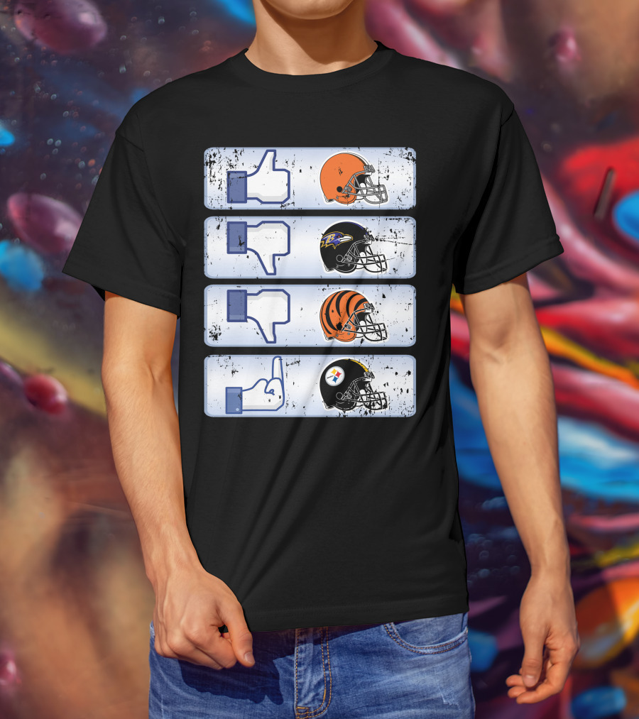 Cleveland Browns 69 Helmet Thumbs Up Like Steelers Bengals Ravens Logos T-Shirt