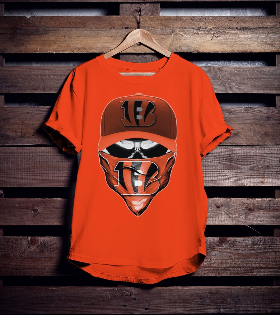 Cincinnati Bengals Skull Mask V6 T-Shirt