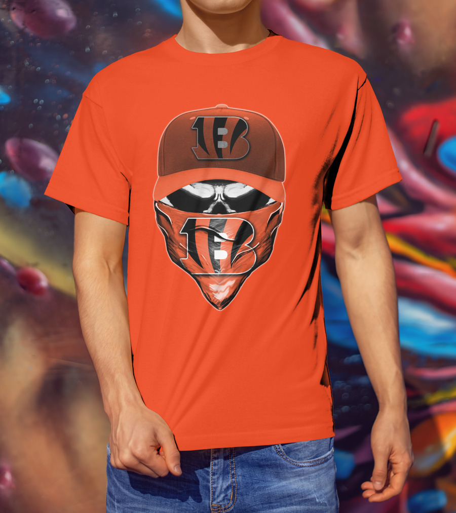 Cincinnati Bengals Skull Mask V6 T-Shirt