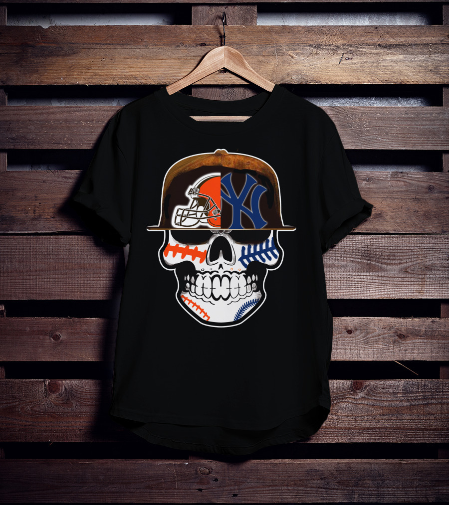 Cleveland Browns Yankees Skull Cap Fusion T-Shirt