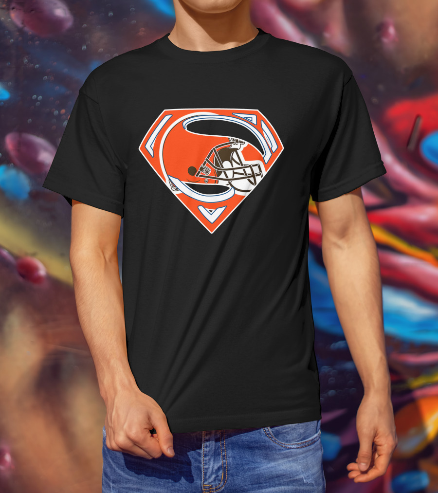 Cleveland Browns Helmet Superman Logo 72 T-Shirt