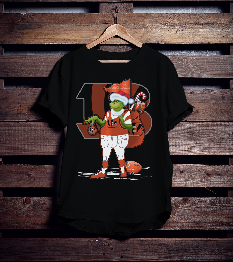 Grinchxmas Cincinnati Bengals Football Holiday Santa Hat T-Shirt