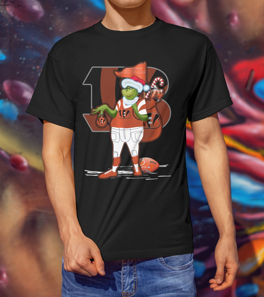 Grinchxmas Cincinnati Bengals Football Holiday Santa Hat T-Shirt