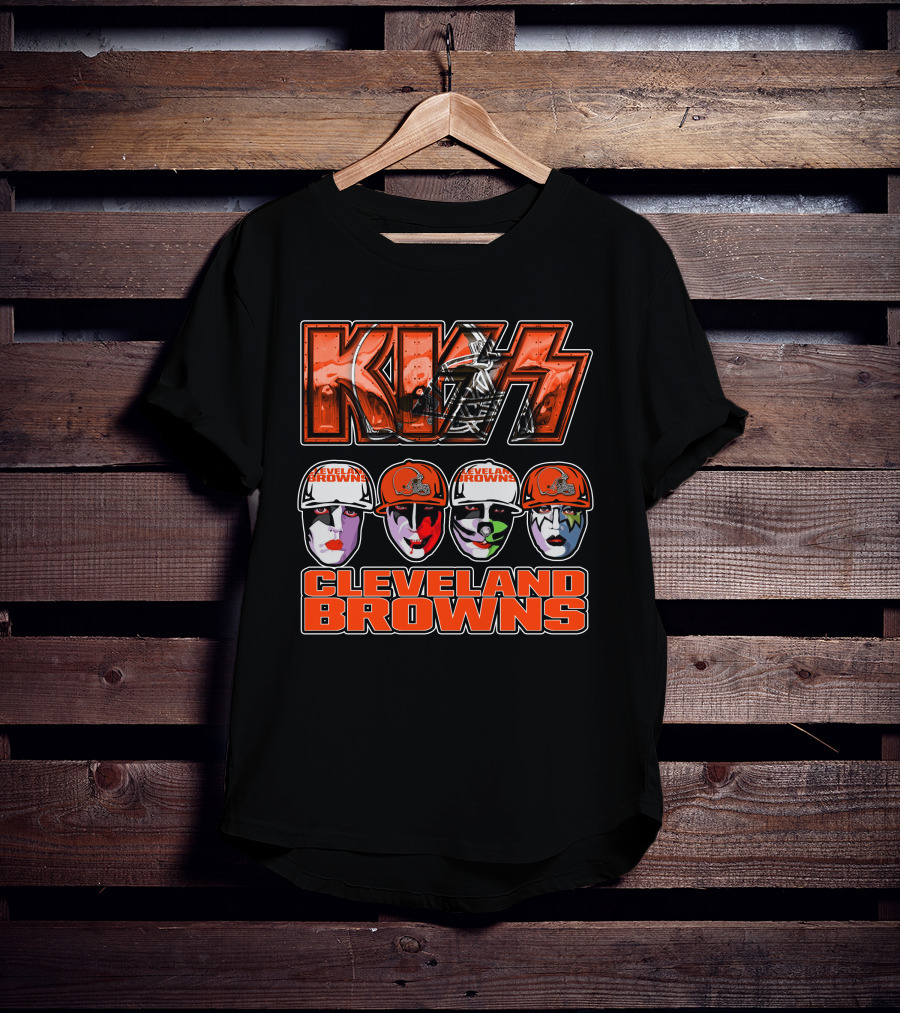 KISS Cleveland Browns Faces With Helmets T-Shirt