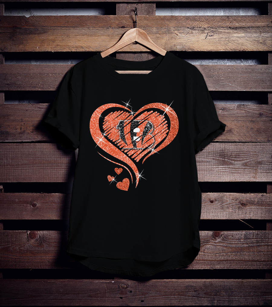 Heart Diamond 13 Cincinnati Bengals Sparkle T-Shirt