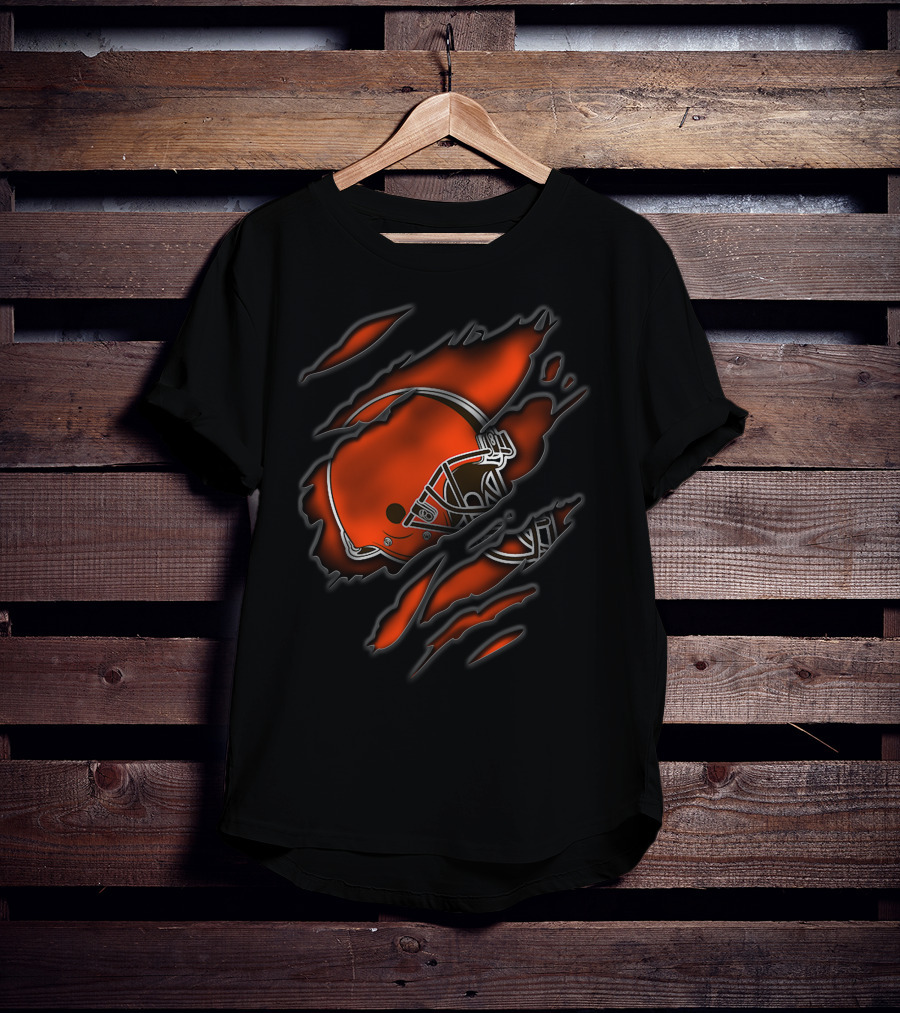 Torn Cleveland Browns Helmet T-Shirt