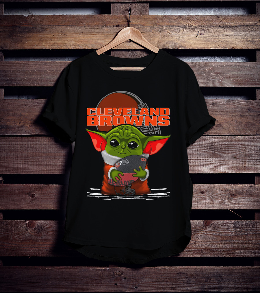 Cleveland Browns Yoda Holding Football T-Shirt