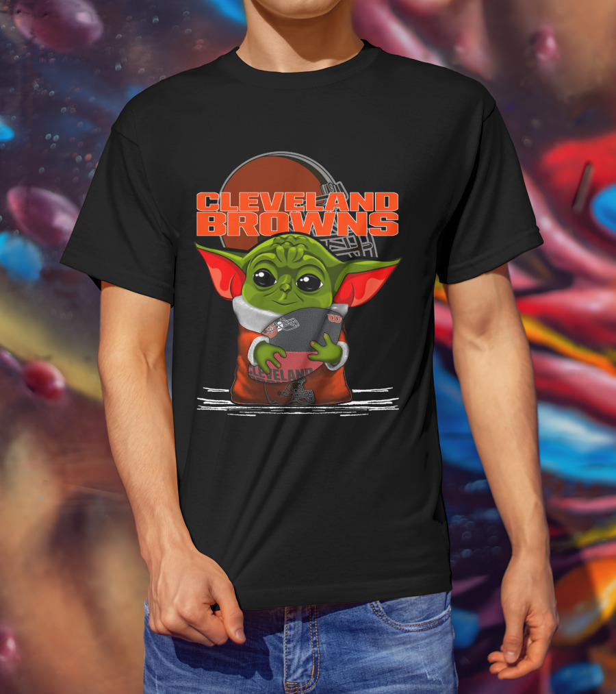 Cleveland Browns Yoda Holding Football T-Shirt