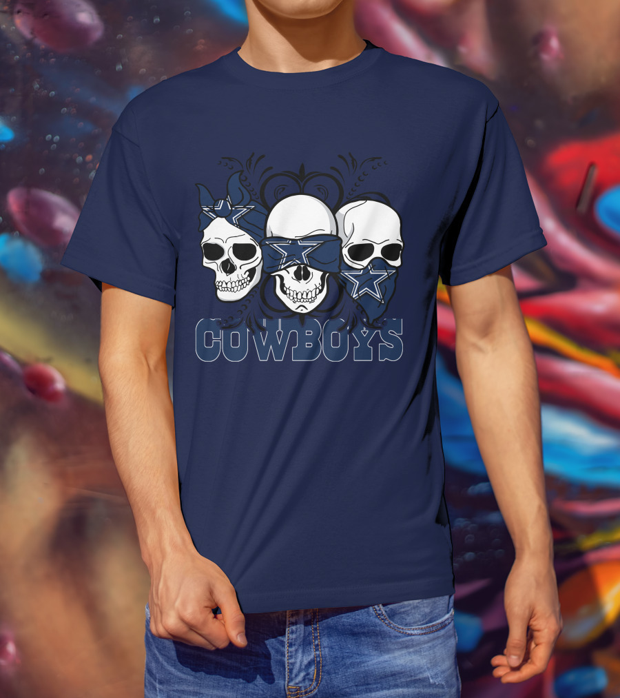 Cowboys Three Skulls Bandana Stars T-Shirt