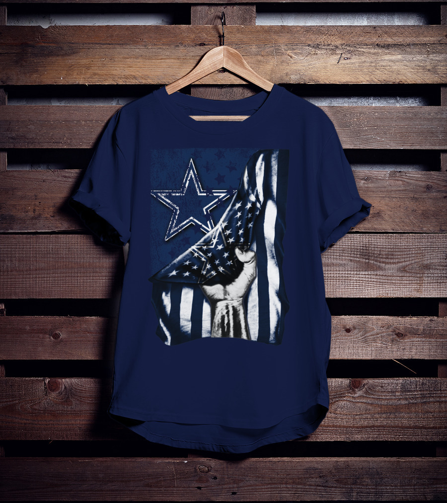 Dallas Cowboys Star With American Flag And Fist T-Shirt