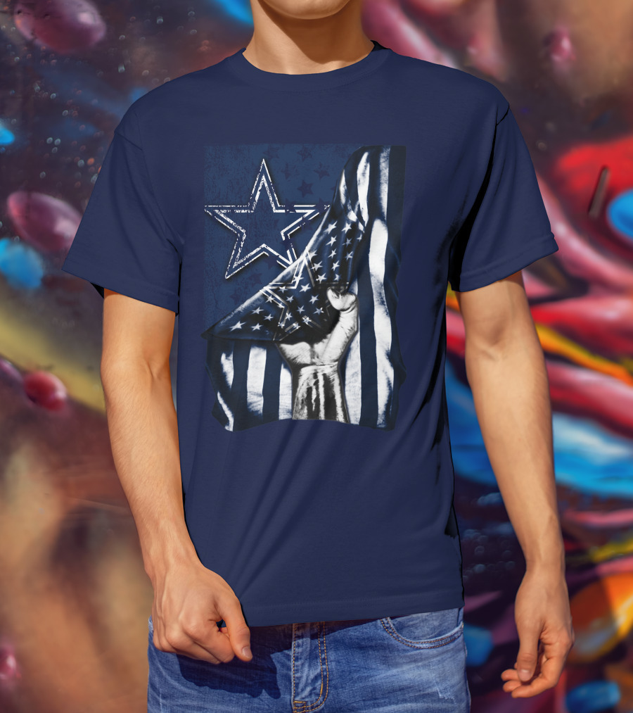Dallas Cowboys Star With American Flag And Fist T-Shirt