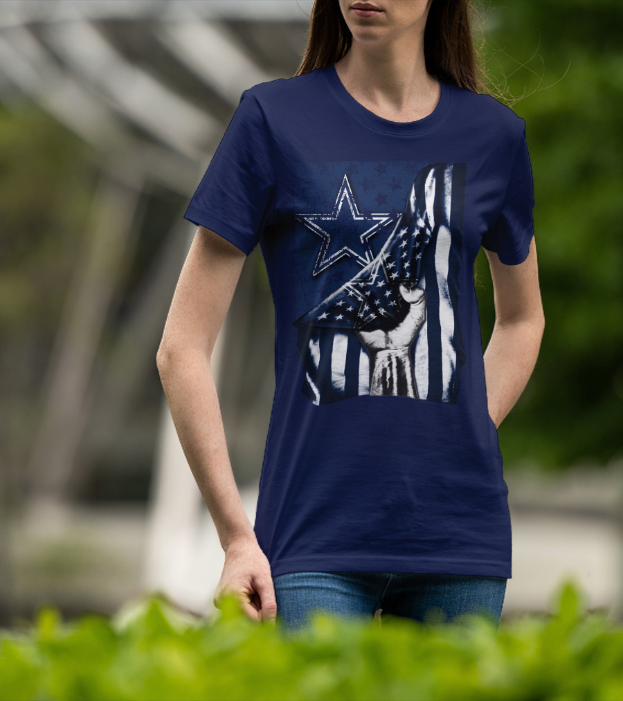 Dallas Cowboys Star With American Flag And Fist T-Shirt
