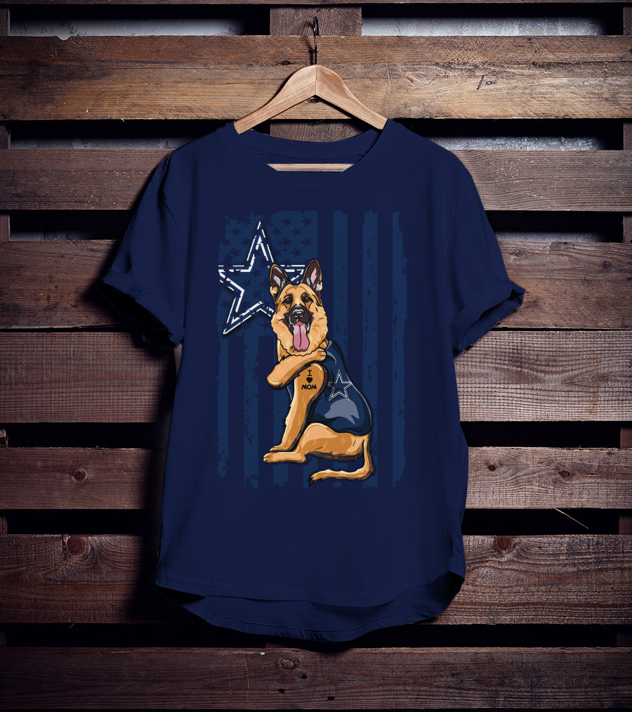 German Shepherd I Love Mom Dallas Cowboys Star T-Shirt
