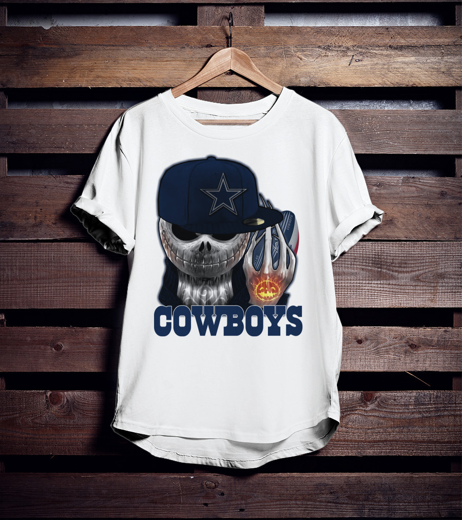 Jackskull Cowboys Halloween Star Football T-Shirt