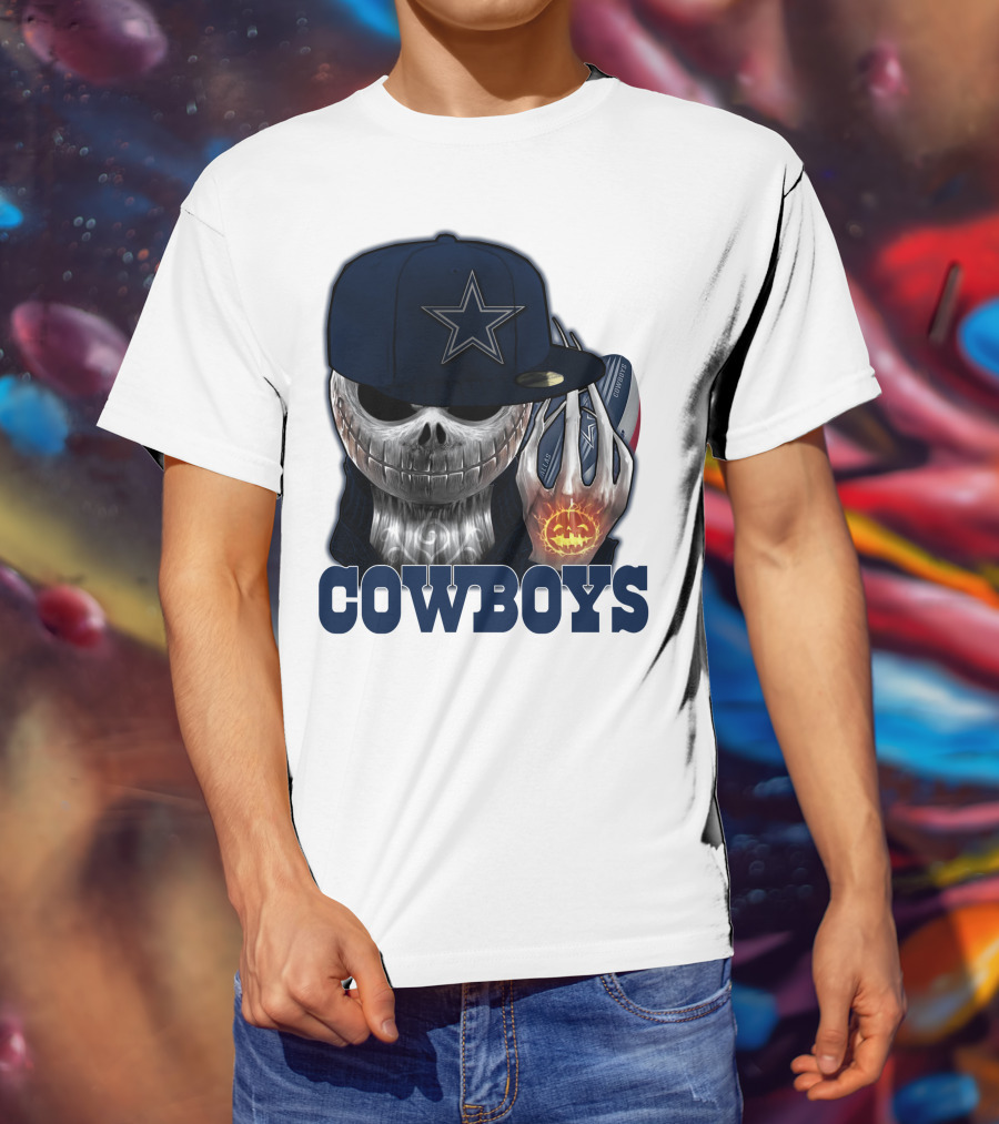 Jackskull Cowboys Halloween Star Football T-Shirt