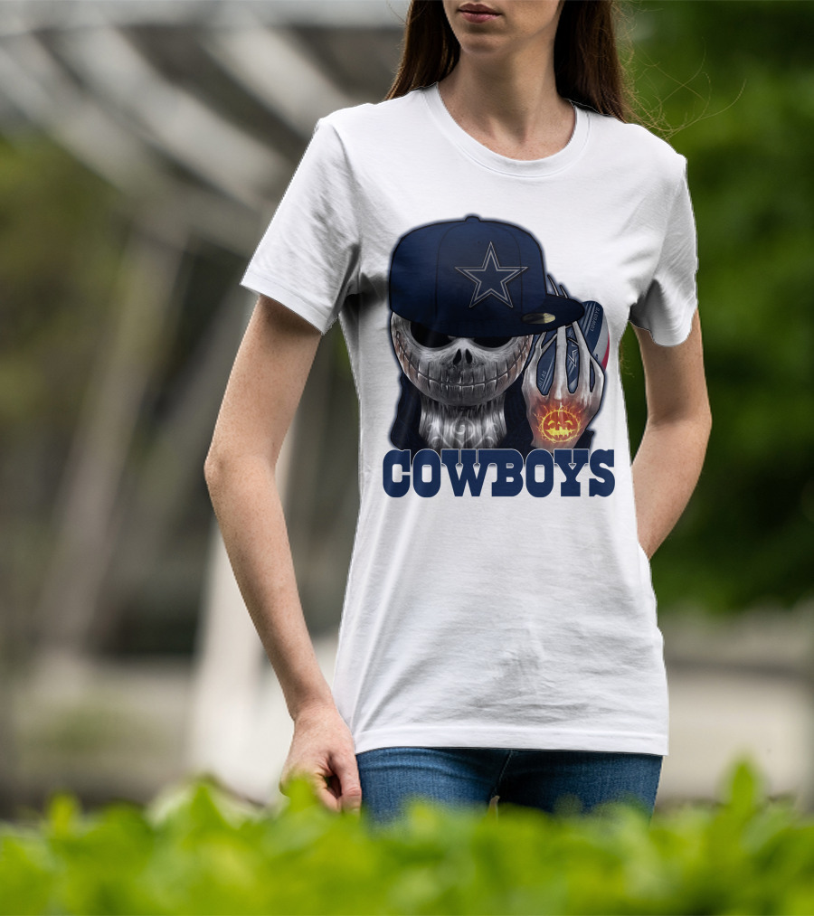 Jackskull Cowboys Halloween Star Football T-Shirt