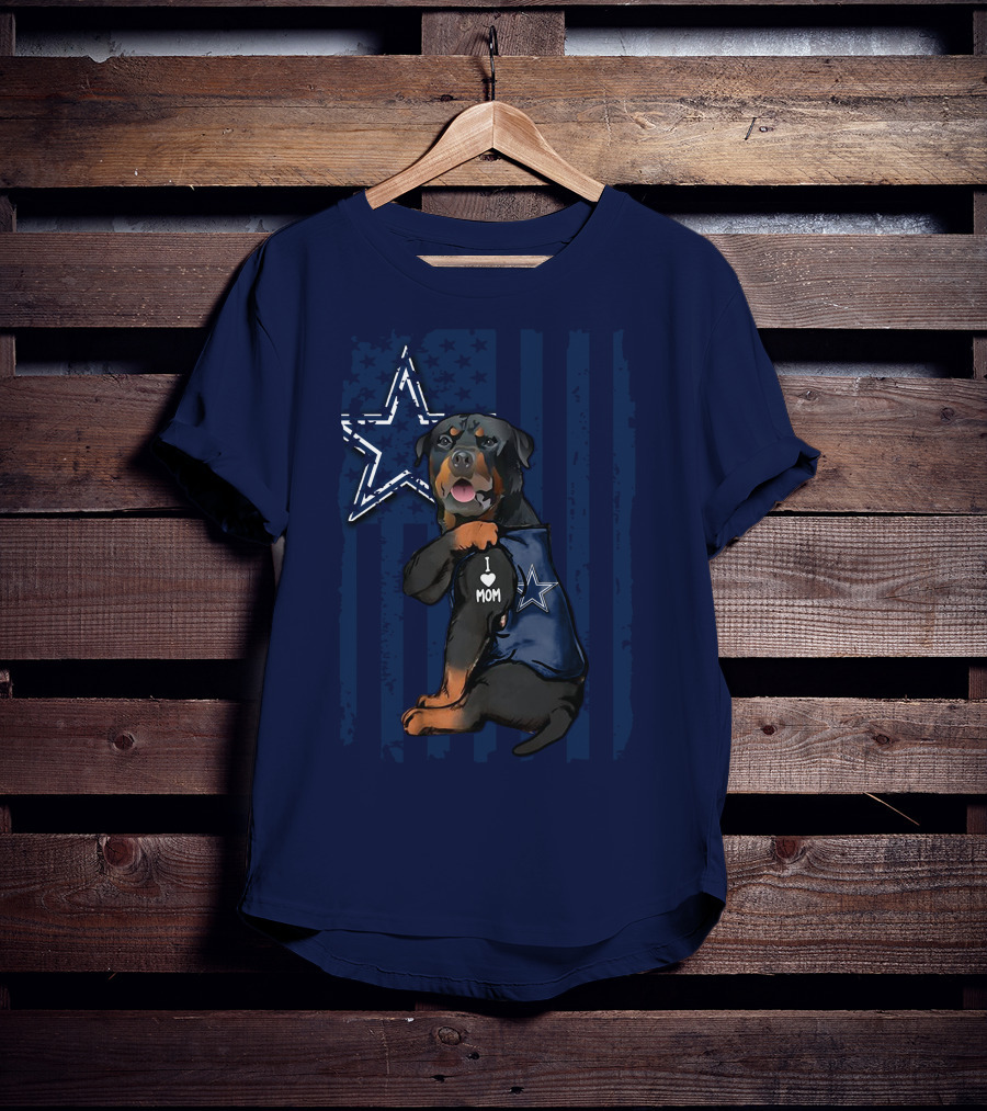 Rottweiler I Love Mom Dallas Cowboys Star T-Shirt