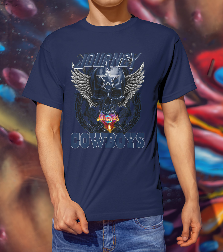 JOURNEY COWBOYS Dallas Skull Wings Star T-Shirt
