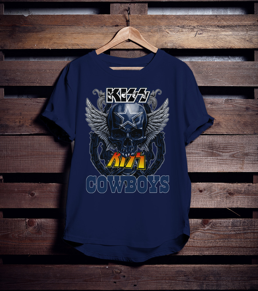 KISS Dallas Cowboys Skull With Star And Wings T-Shirt
