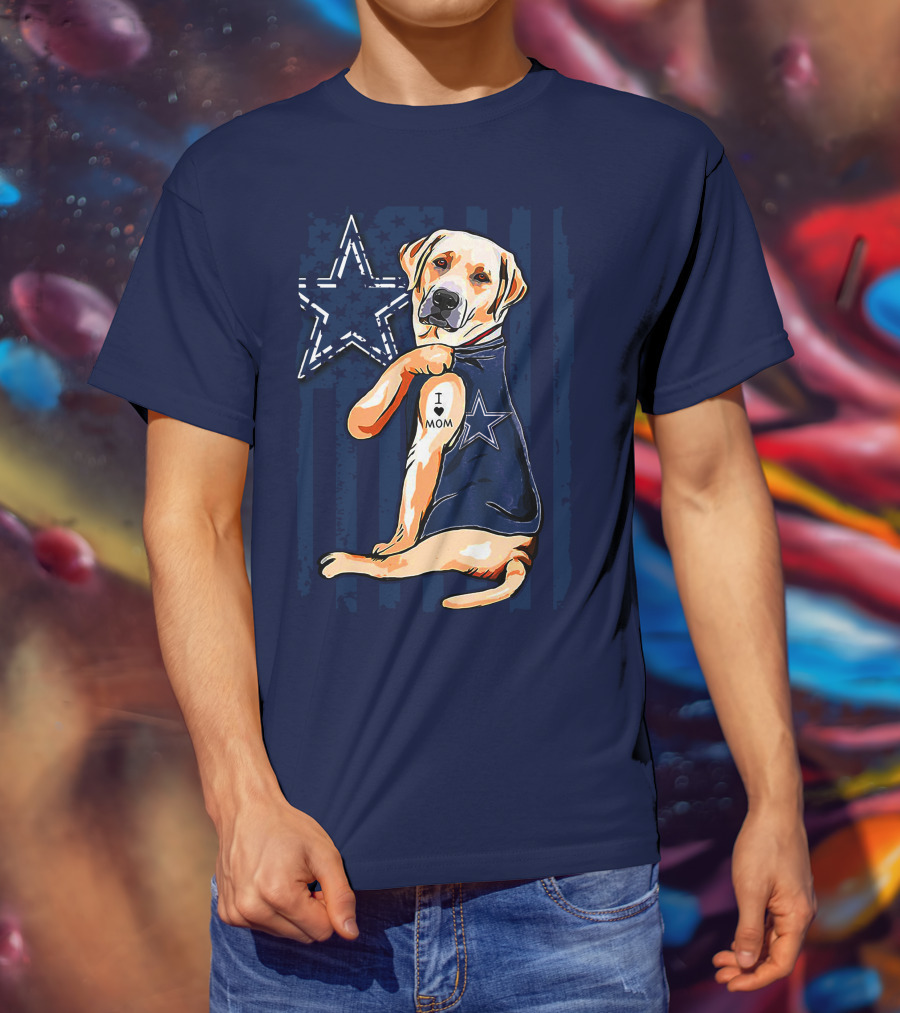 Labrador Retriever Loves Mom Dallas Cowboys Fan T-Shirt