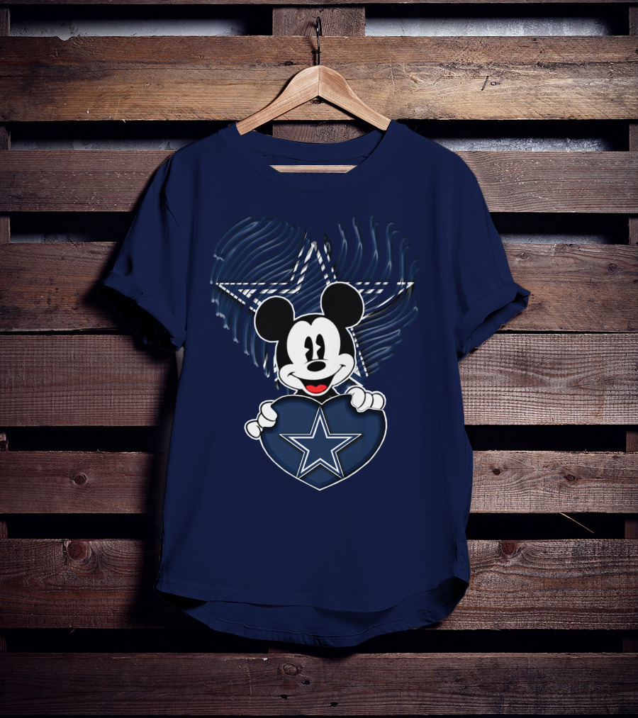 Mick Mouse Heart Star Dallas Cowboys T-Shirt