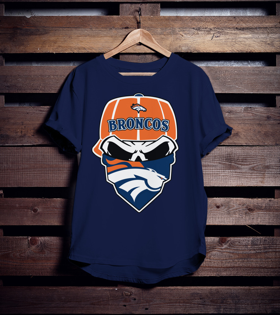 Broncos Skull Bandana Cap Logo Denver Broncos T-Shirt