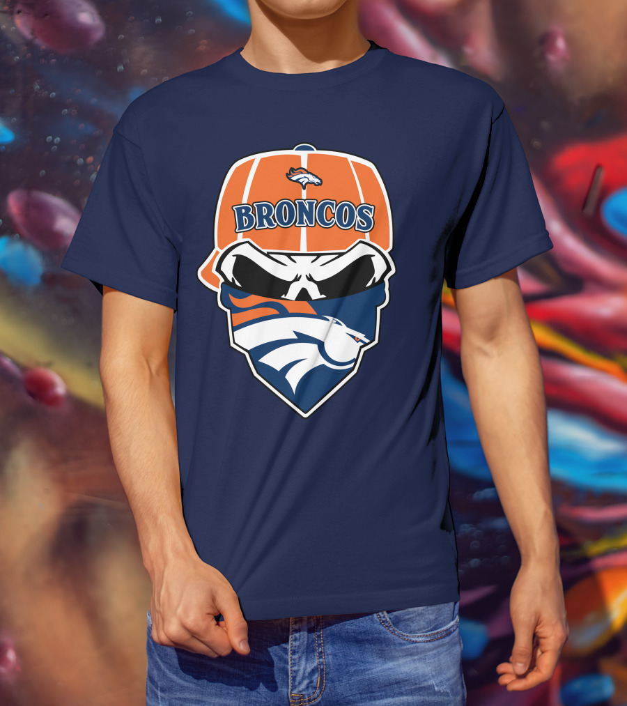 Broncos Skull Bandana Cap Logo Denver Broncos T-Shirt