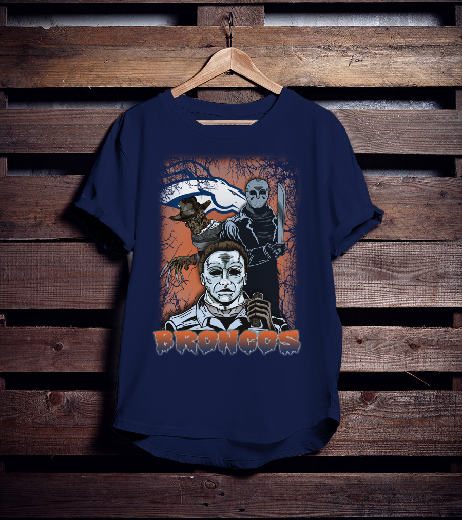 Broncos Horror Icons Halloween Denver T-Shirt