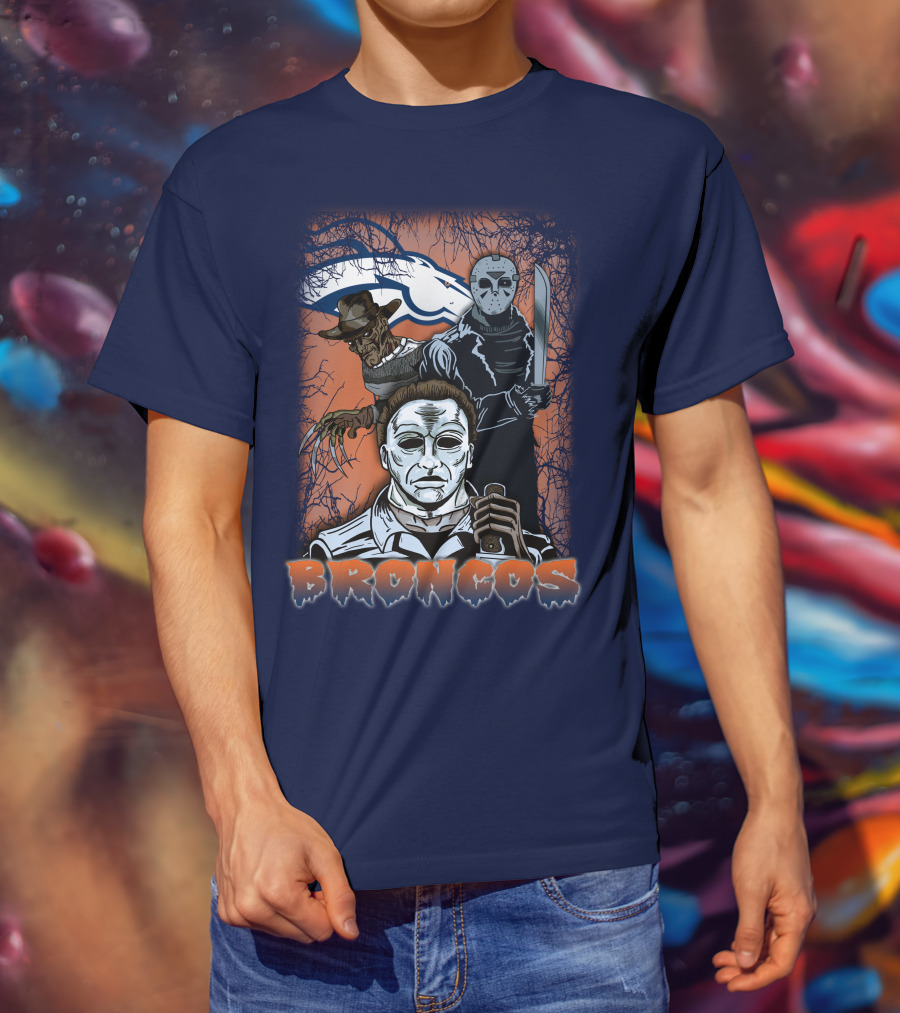Broncos Horror Icons Halloween Denver T-Shirt