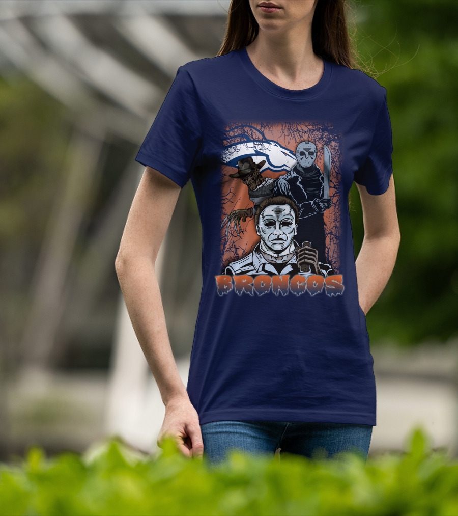 Broncos Horror Icons Halloween Denver T-Shirt