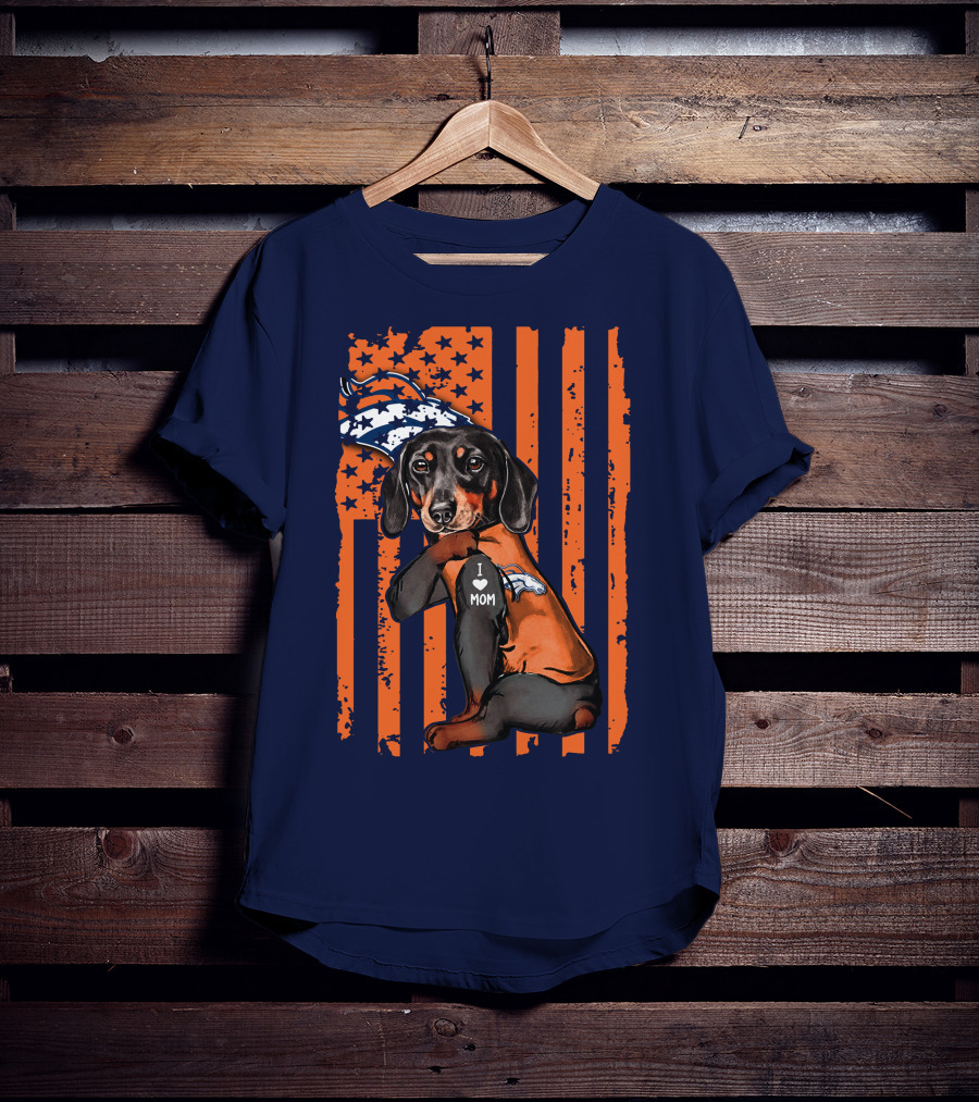 Dachshund Denver Broncos I Love Mom T-Shirt