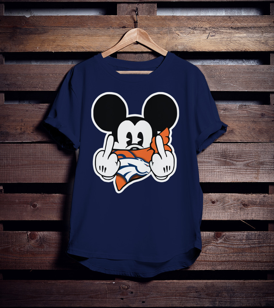 Denver Broncos Mickey Middle Fingers T-Shirt