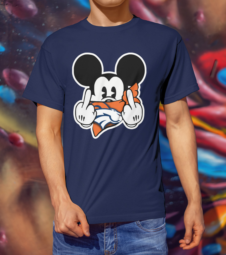 Denver Broncos Mickey Middle Fingers T-Shirt
