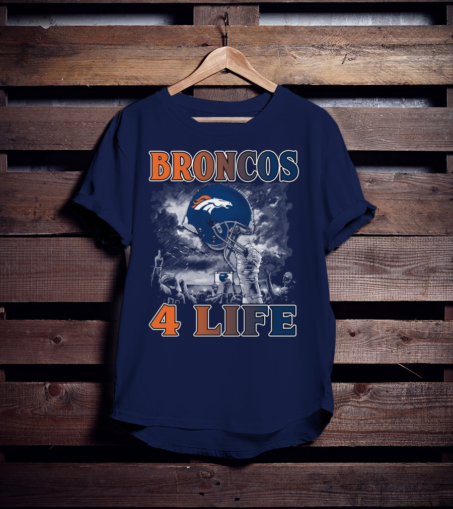 Broncos 4 Life Denver Broncos Helmet And Fans Celebration T-Shirt