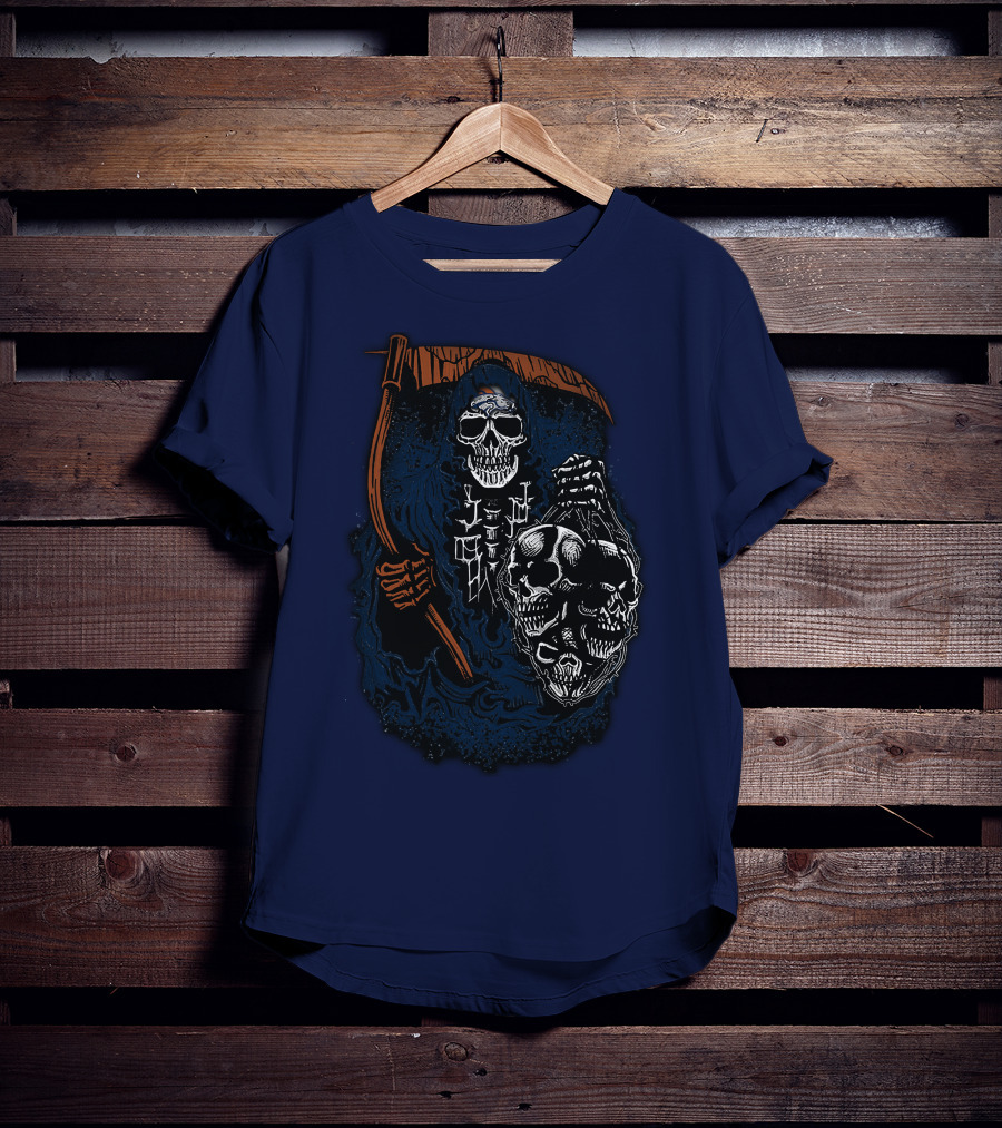 Denver Broncos Grim Reaper Skull Art T-Shirt
