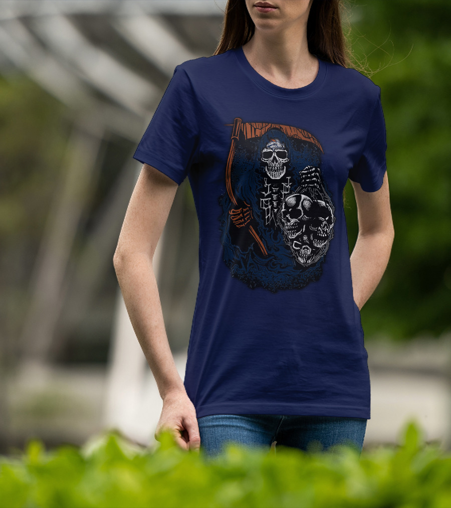 Denver Broncos Grim Reaper Skull Art T-Shirt