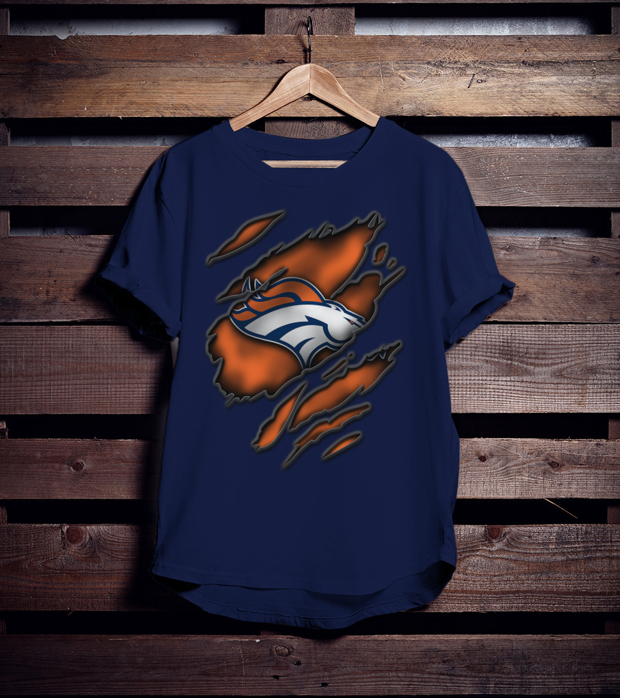 Torn Denver Broncos Logo Bold Fanwear Torn T-Shirt