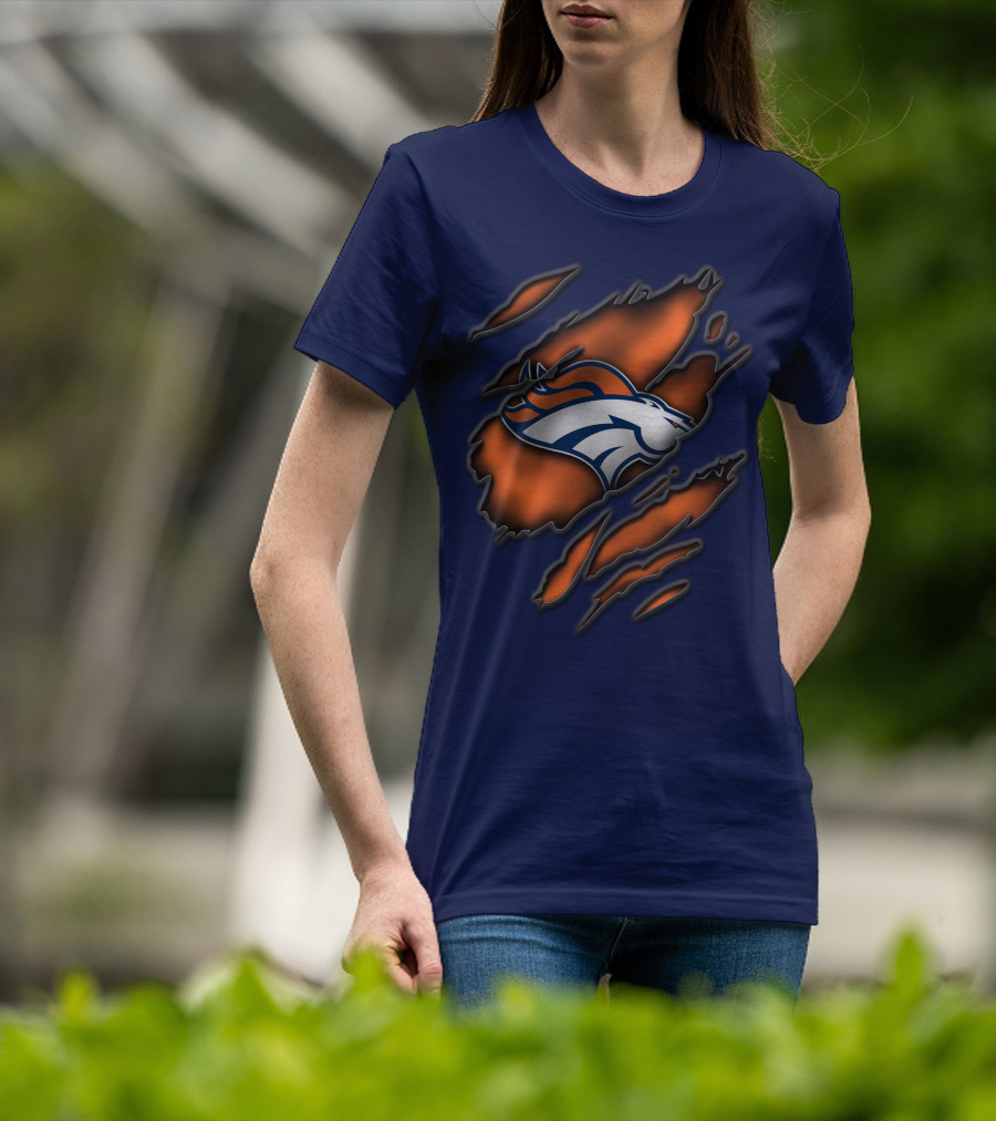 Torn Denver Broncos Logo Bold Fanwear Torn T-Shirt