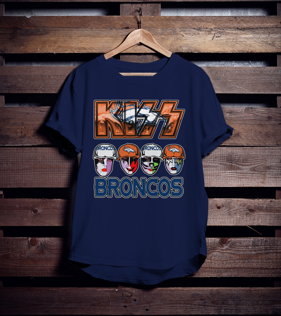 Kiss Denver Broncos Football Helmet Band Makeup T-Shirt