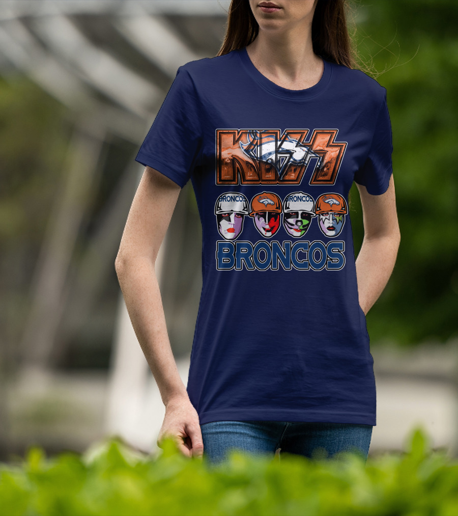 Kiss Denver Broncos Football Helmet Band Makeup T-Shirt