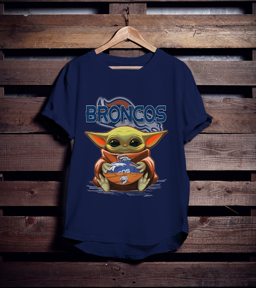Yoda With Denver Broncos Football Baby Yoda Broncos T-Shirt