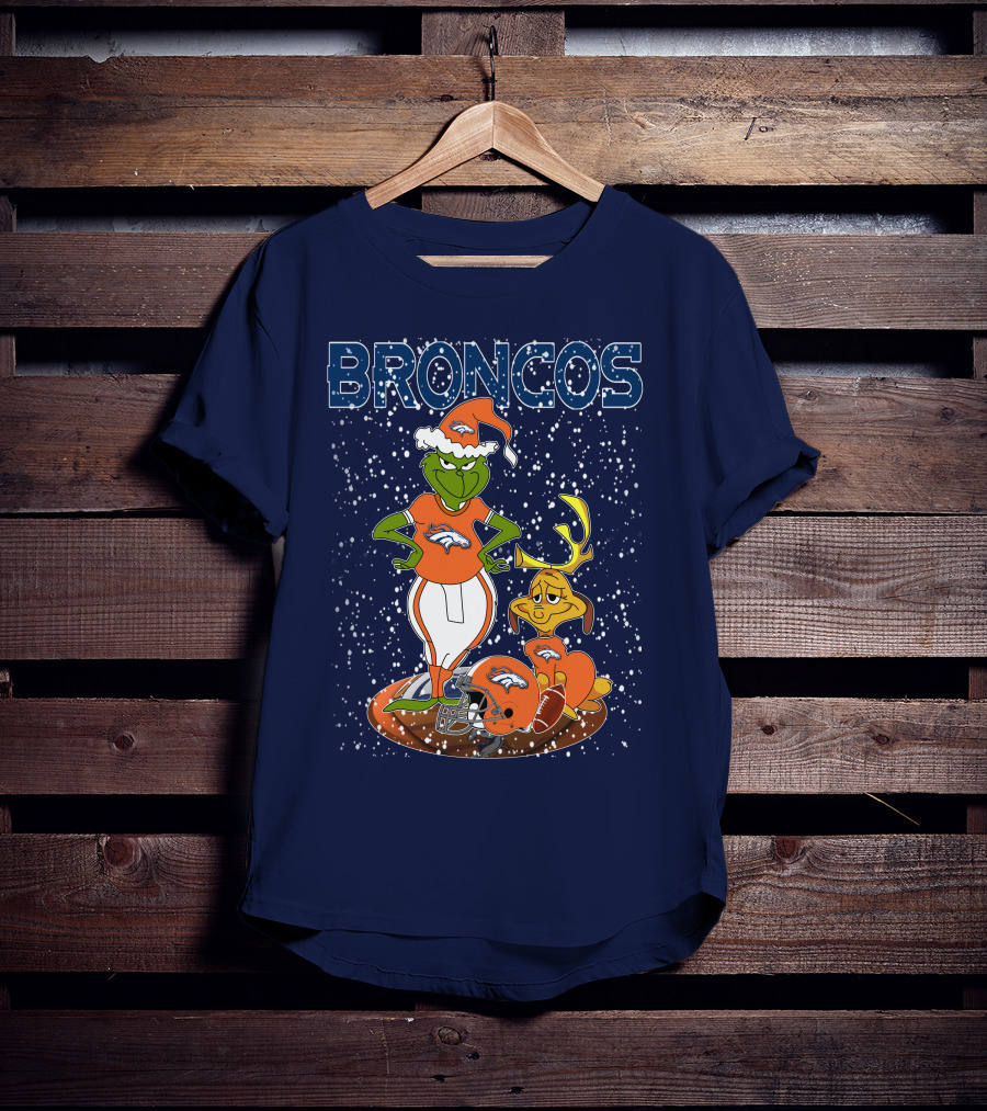 Grinchxmas Broncos Christmas Football Grinch And Max T-Shirt