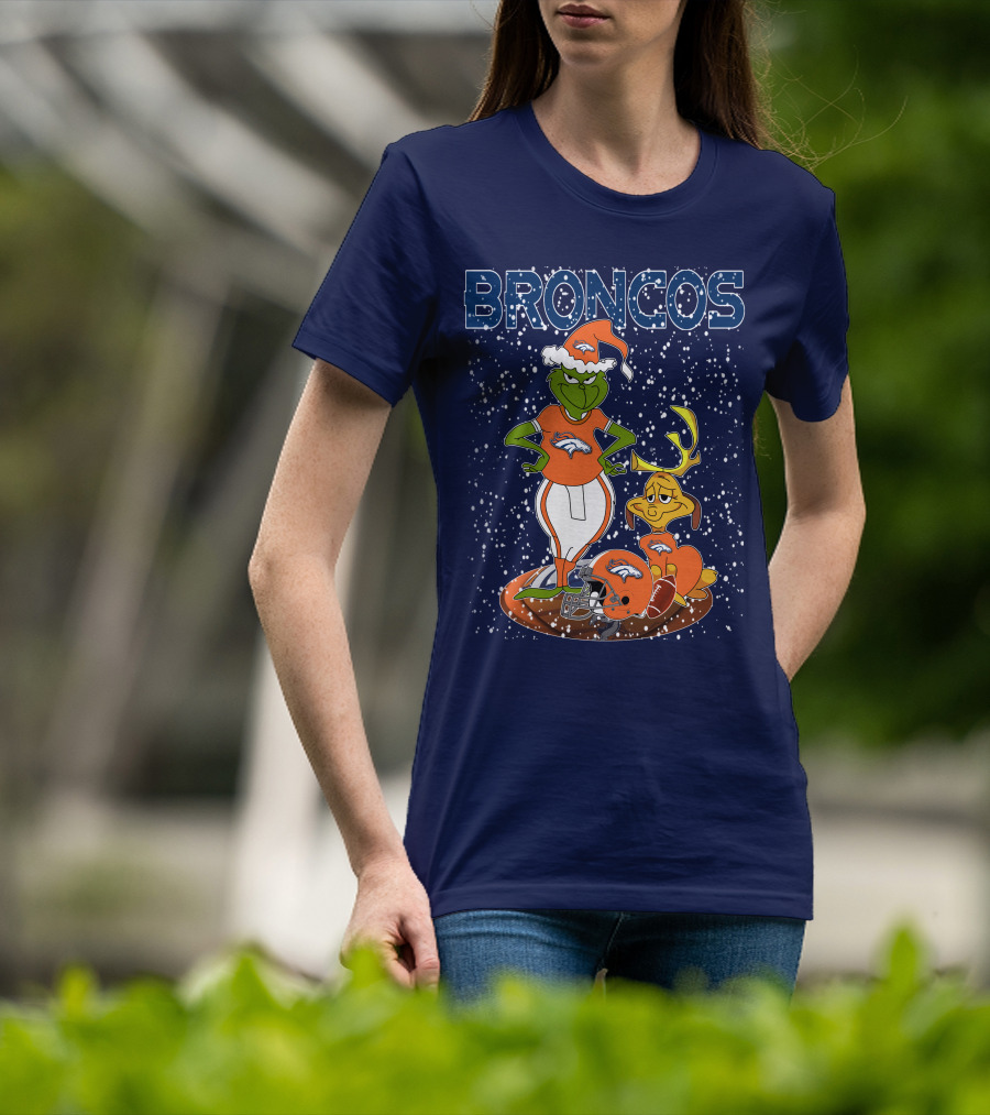Grinchxmas Broncos Christmas Football Grinch And Max T-Shirt