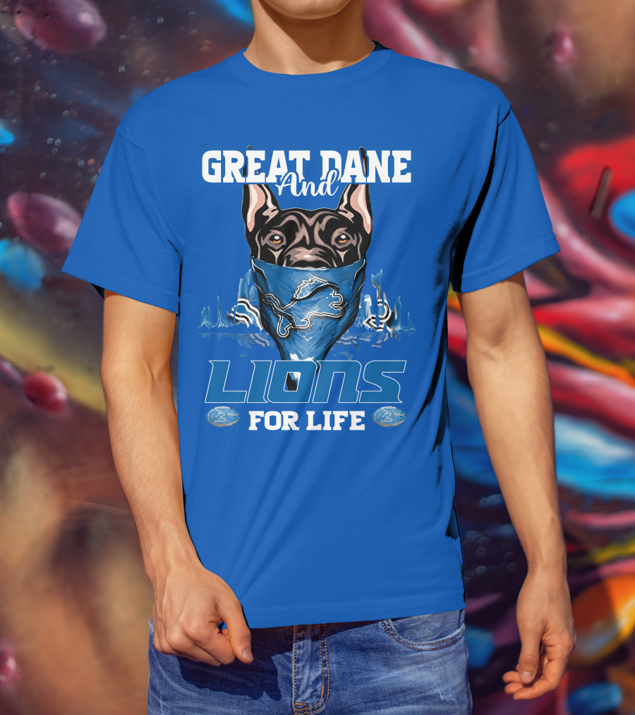 Great Dane And Lions For Life Detroit T-Shirt