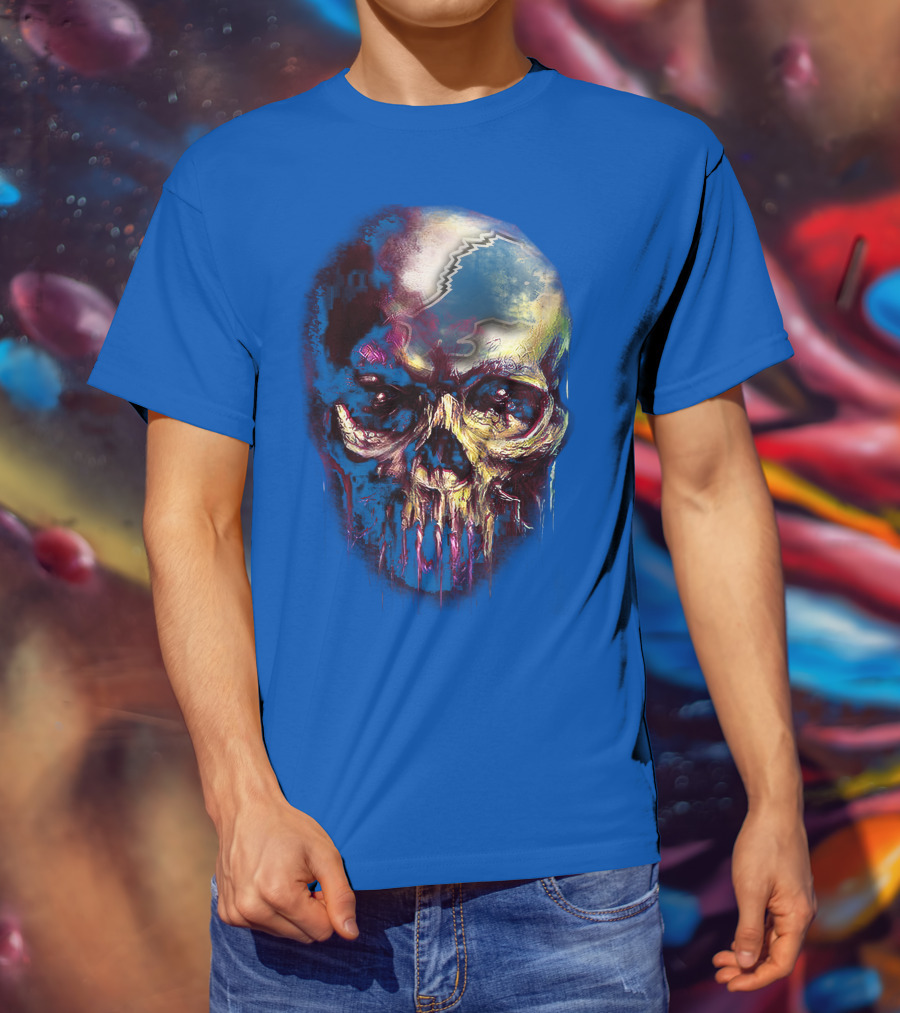 Detroit Lions 25 Skull Design With Blue T-Shirt