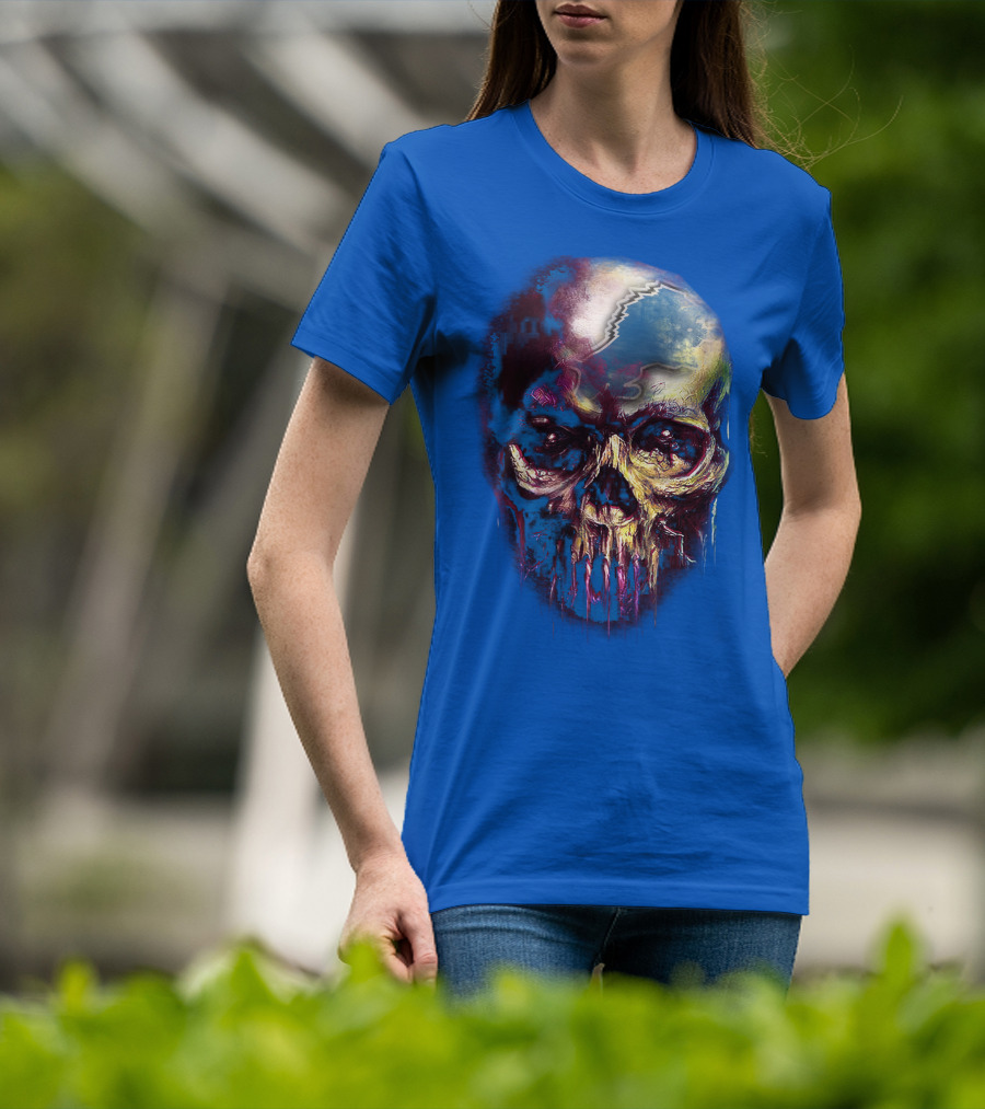 Detroit Lions 25 Skull Design With Blue T-Shirt