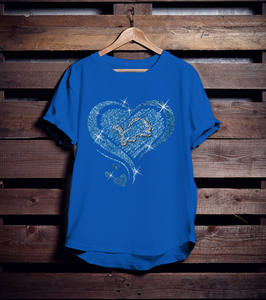 Heart Diamond Detroit Lions Sparkling T-Shirt