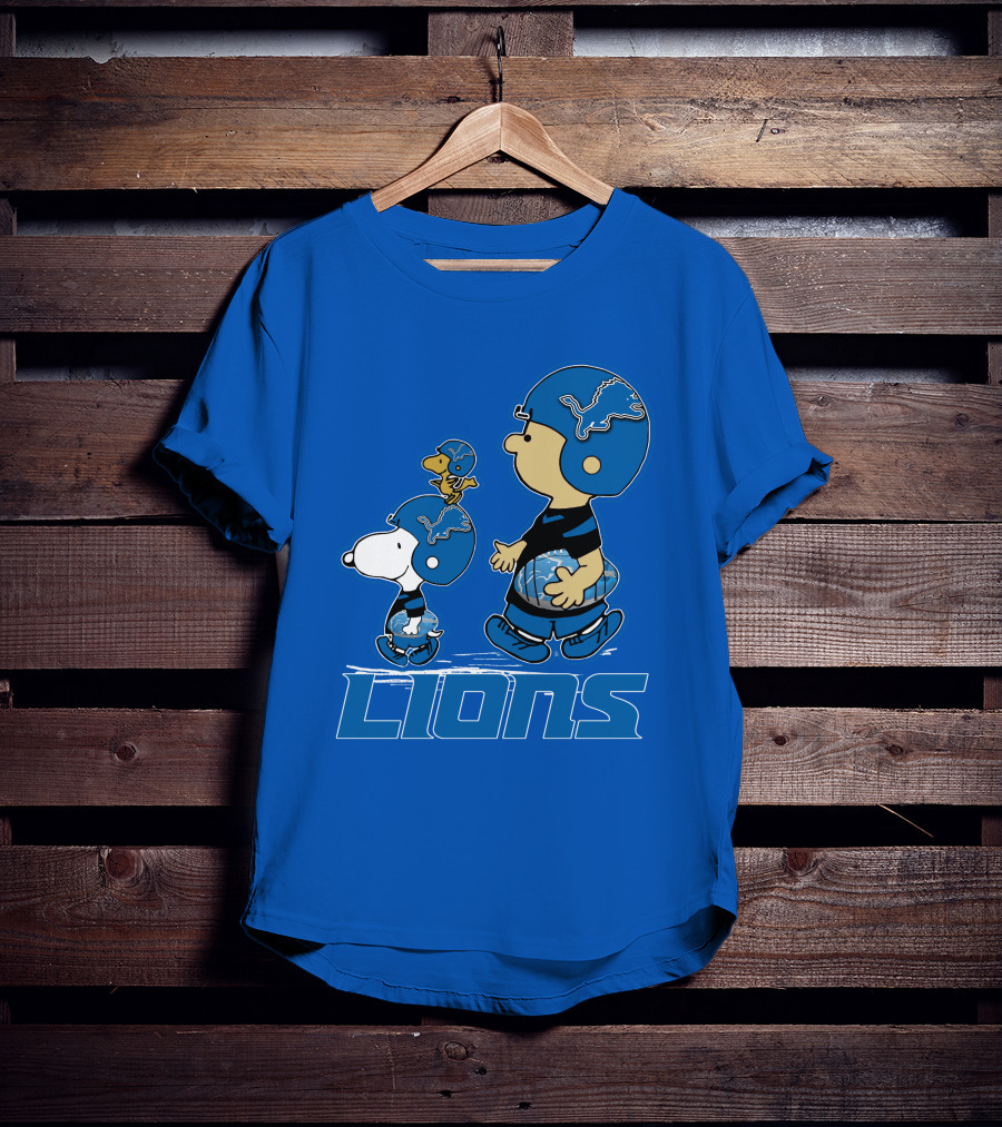 Snpfootball DETROIT LIONS Peanuts Helmet Blue T-Shirt