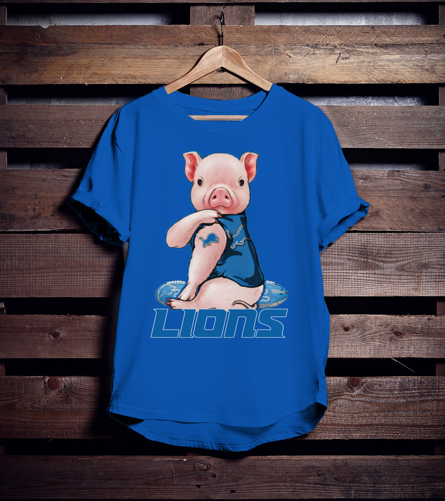 Pig With Detroit Lions T-Shirt