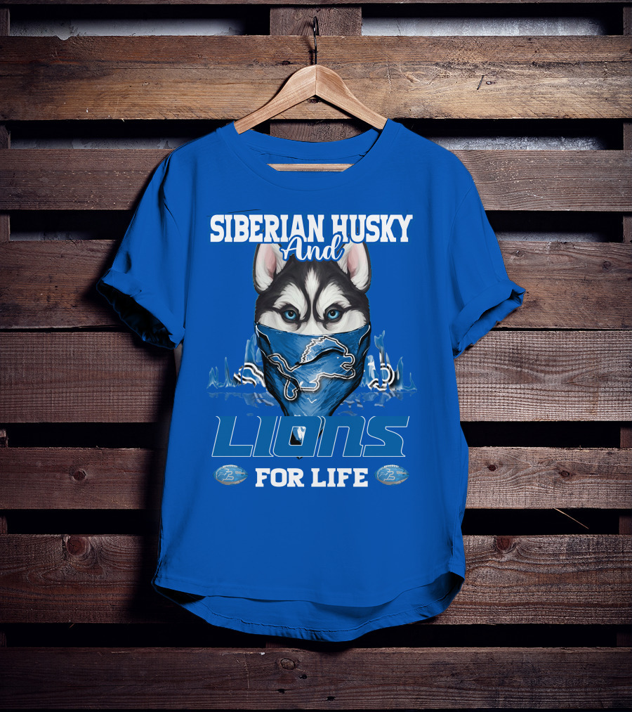 Siberian Husky And Lions For Life Detroit T-Shirt